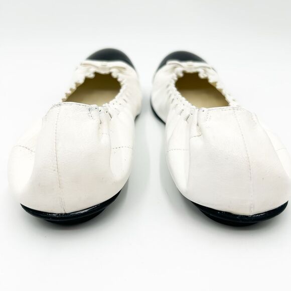 Chanel CC Cap Toe Ballet Bow Flats Leather - Picture 6 of 13